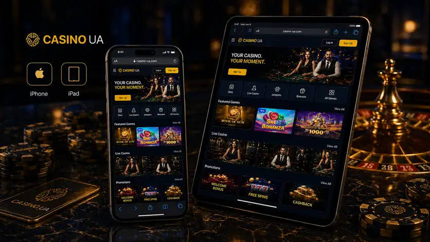Casino UA на пристроях Apple через прогресивний веб-додаток Safari з повноекранним режимом, збереженням сесії та сповіщеннями про бонуси